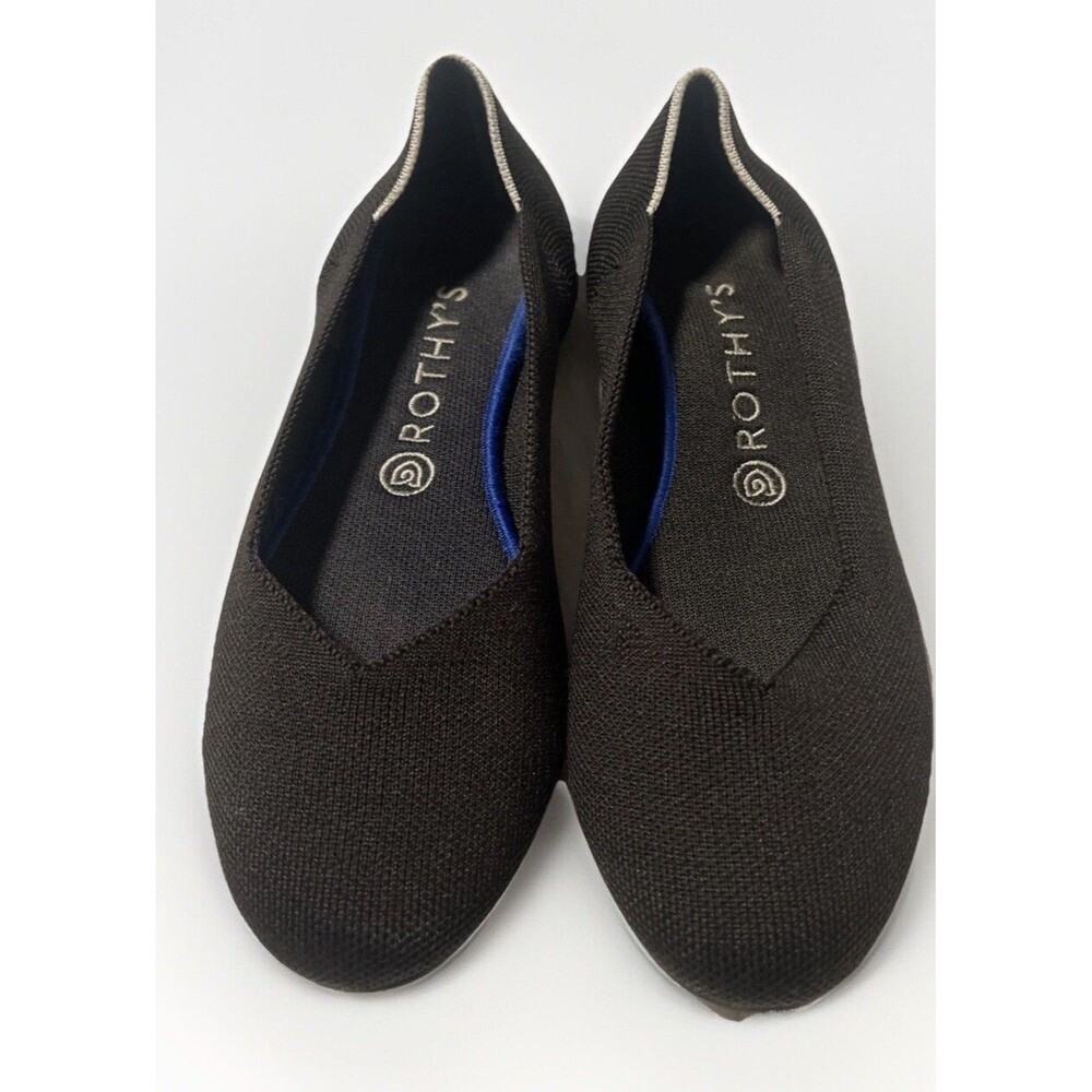 Rothy's The Flat Black Solid Round Toe Slip On Ballet Shoes Women’s US Size 9.5